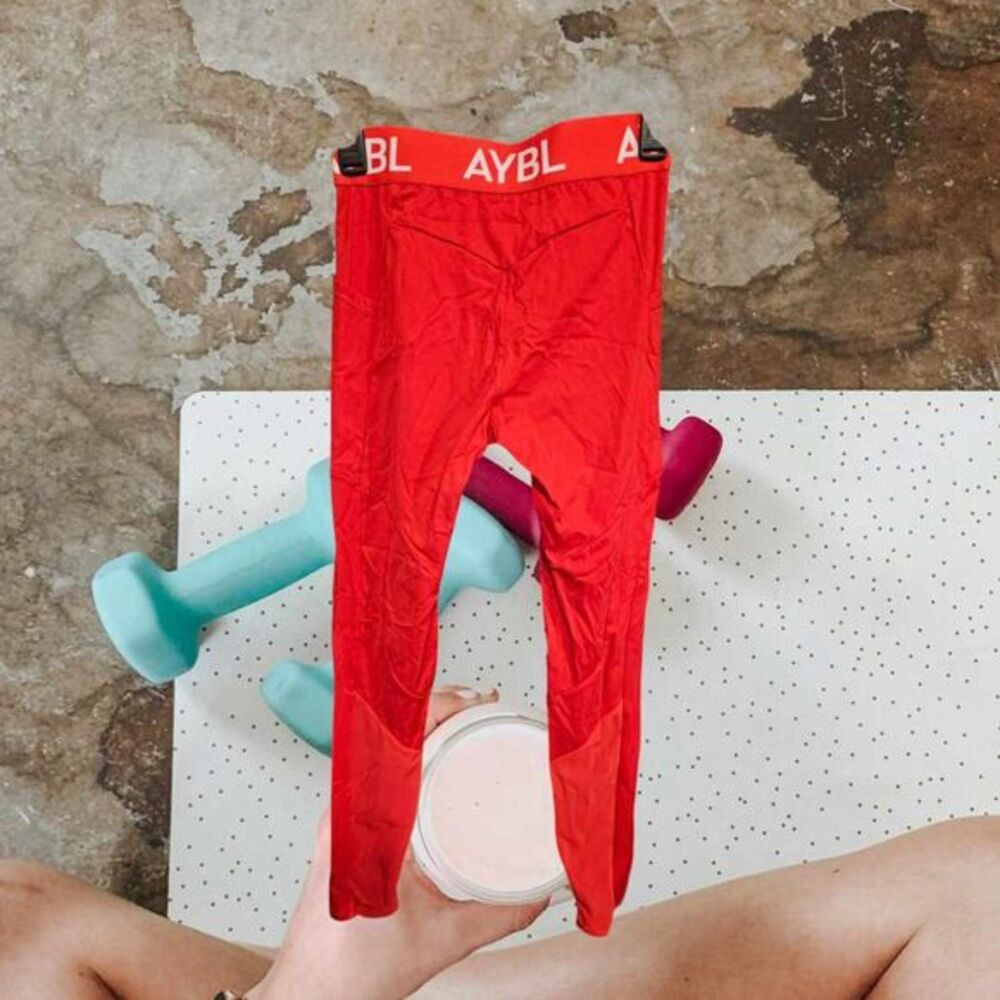 Aybl Leggings Red Compression Athletic Yoga Pants‎ Size S